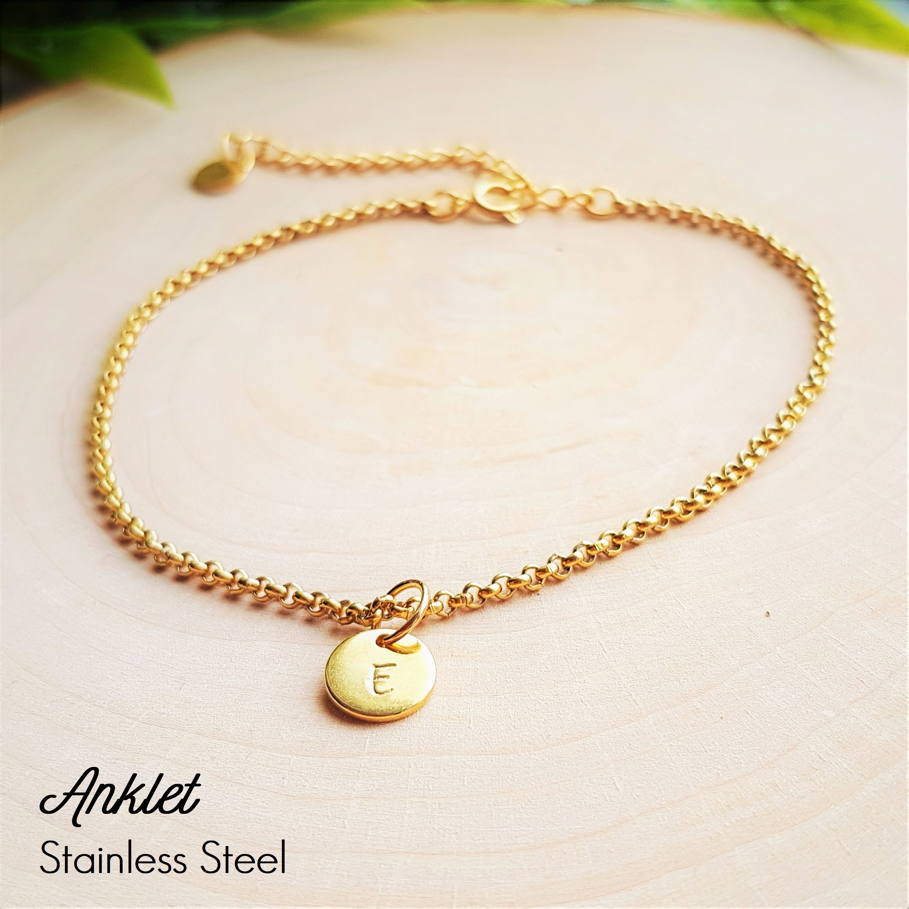 gold chain anklet with initial