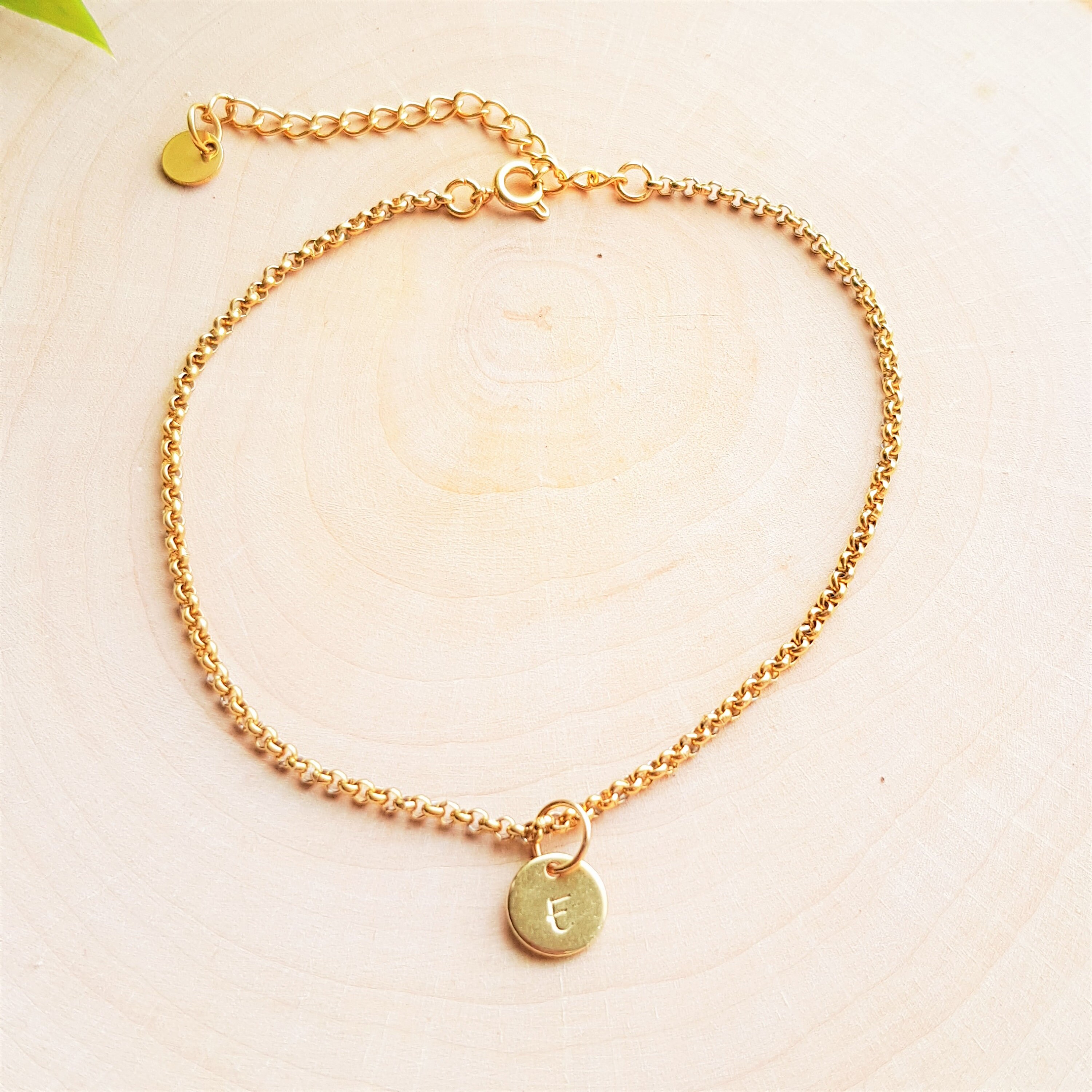 gold chain anklet with initial