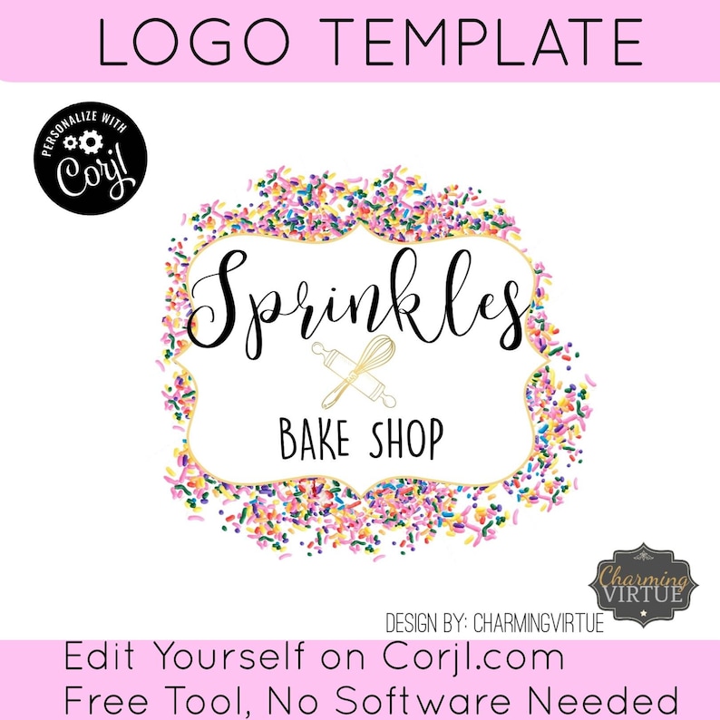 Colorful Fun Sprinkles LOGO TEMPLATE via Corjl App Instant - Etsy