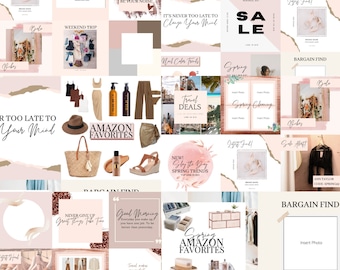 Plantillas de publicaciones de Instagram para afiliados Plantilla de IG Redes sociales Potenciador de contenido atractivo Tonos cálidos neutros Plantillas de Canva de belleza Feed de marca