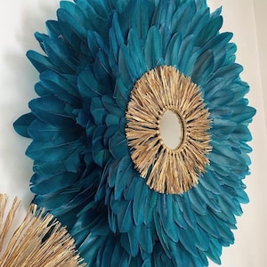 JUJUHAT 'BORD du NILE' in duck blue + gold raffia