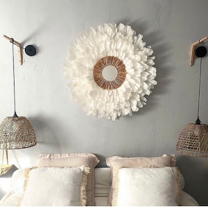 JUJUHAT &quot;MAJ BLANC&quot; with its raffia heart mirror