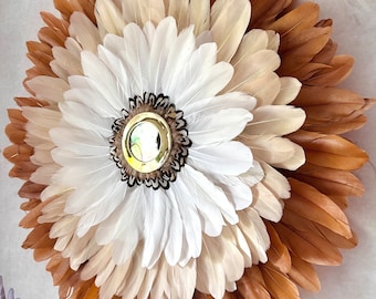 Juju hat “The Sahara” – wall decoration made of natural feathers and handcrafted brass mirror