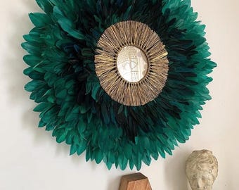 Juju Hat “Golden Maki” – Green & Black – Golden Raffia Sun Mirror