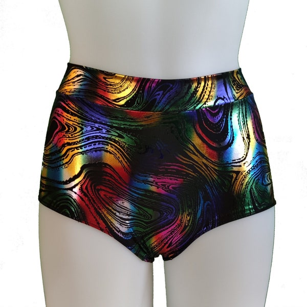 Hot Pants - READY MADE - Oilsick - Größe UK10 / US8 / EU38 - Roller Derby - Pole Dance - Rave Shorts