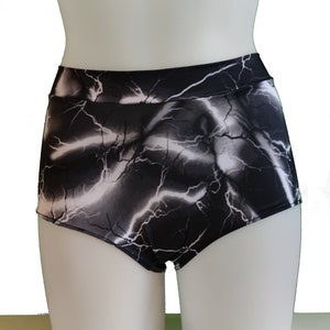 Hot Pants - Lightning print - size UK10 / US8 / EU38 - Roller derby - Pole dance - Rave shorts