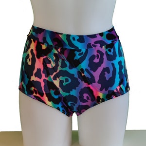 Hot Pants - READY MADE - Rainbow leopard - sizes UK10 / EU38 and UK14 /  EU42 - UK16  / EU44 - Roller derby - Pole dance - shorts