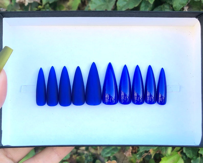 Sheer Ultramarine Blue Press on Nails Matte or Gloss | Etsy