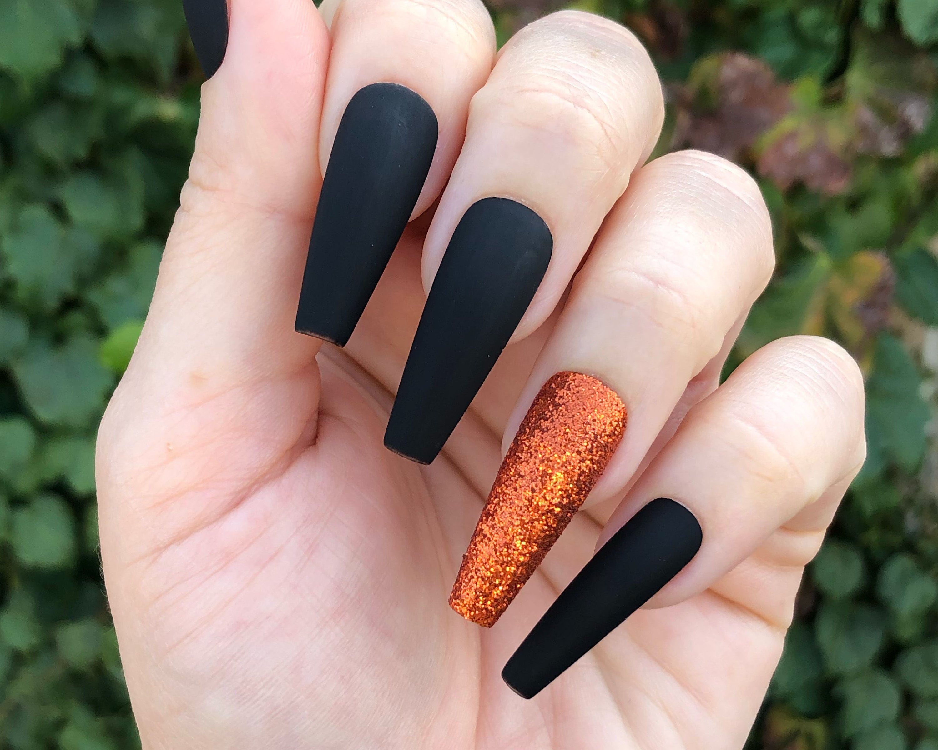 Orange and Gold Glitter Nails - wide 9