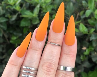 Bright Marigold Press On Nails | Fall Nails | Matte or Gloss | Choose Your Shape | Coffin Nails | Stiletto Nails | Glue on Nails