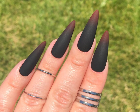 Black And Red Gradient Press On Nails Matte Or Gloss Etsy Norway
