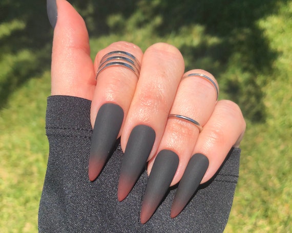 Black And Red Gradient Press On Nails Matte Or Gloss Etsy