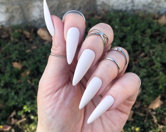 Off White Pink Toned Press On Nails | Matte or Glossy | Choose Your Shape | Coffin Nails | Stiletto Nails | Fake Nails | Glue on Nails