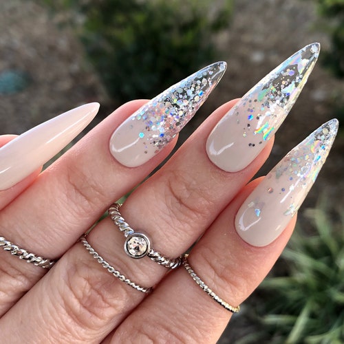 Encapsulated Holographic Butterfly Glitter Press On Nails Etsy