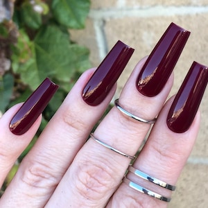 Burgundy Press On Nails | Matte or Gloss | Choose Your Shape | Coffin Nails | Stiletto Nails | Glue on Nails | Fake Nails | DIY Nails