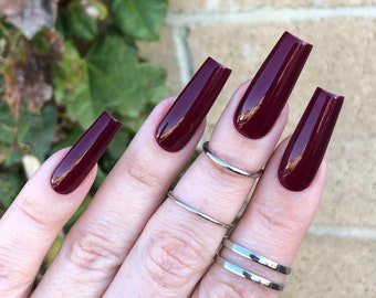 Burgundy Press On Nails | Matte or Gloss | Choose Your Shape | Coffin Nails | Stiletto Nails | Glue on Nails | Fake Nails | DIY Nails