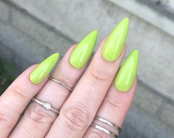 Chartreuse Yellow Press On Nails | Matte or Gloss | Choose Your Shape | Reusable | Coffin Nails | Stiletto Nails | Fake Nails | Gel X Nails