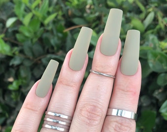 White Sage Press On Nails | Fall Nails | Matte or Gloss | Choose Your Shape | Coffin Nails | Stiletto Nails | Glue on Nails