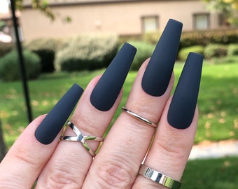 Dusty Navy Blue Press On Nails | Fall Nails | Matte or Gloss | Choose Your Shape | Coffin Nails | Stiletto Nails | Glue on Nails