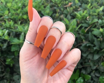 Burnt Orange Press On Nails | Fall Nails | Matte or Gloss | Choose Your Shape | Coffin Nails | Stiletto Nails | Fake Nails | Glue on Nails