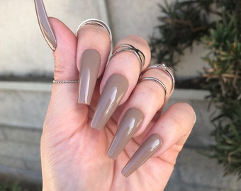 Cool Toned Medium Brown Press On Nails | Matte or Glossy | Choose Your Shape | Coffin Nails | Stiletto Nails | Fake Nails | Glue on Nails