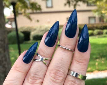 Dark Royal Blue Press On Nails | Fall Nails | Matte or Gloss | Choose Your Shape | Coffin Nails | Stiletto Nails | Glue on Nails