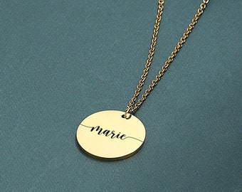 Personalized name pendant necklace, family necklace with custom engraving, silver gold plated with engraving, Mother's Day gift