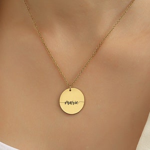 Personalized plate name necklace pendant necklace with desired engraving silver, 18K gold plated personalized family necklace with engraving