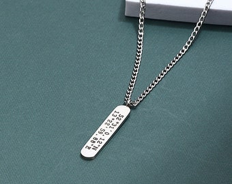 Collana a barra personalizzata con collana a colonna con le coordinate del nome desiderato, collana con incisione, regalo per la mamma, regalo per la festa della mamma