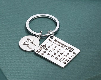 Keychain with calendar desired engraving text engraving name engraving personalized date travel shipping from GERMANY Christmas gift