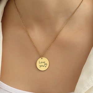 Personalized plate handwriting hand drawing necklace pendant name necklace with desired engraving family necklace engraving Christmas gift