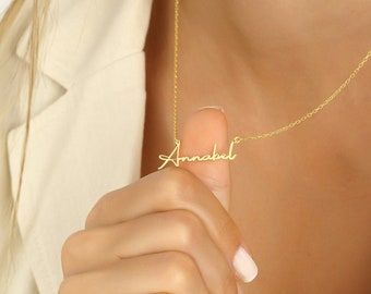 925 zilveren of 14K gouden naamketting met gewenste naam gemaakt van echt 925 zilver of 14K goud in 3 kleuren cadeau voor mama Moederdag cadeau