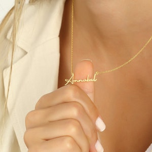 925 zilveren of 14K gouden naamketting met gewenste naam gemaakt van echt 925 zilver of 14K goud in 3 kleuren cadeau voor mama Moederdag cadeau afbeelding 1