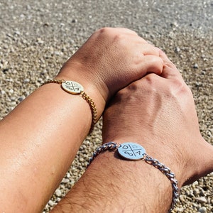 Pulsera placa personalizada con grabado de coordenadas realizada en acero inoxidable pulsera grabada pulsera nombre pulsera pareja regalo Día de la Madre