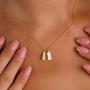 14K Name Necklace with Pendant Necklace with Name Pendant, Personalized Necklace with Custom Engraving, Christmas Gift