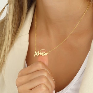 Collar con nombre de plata 925 u oro de 14 quilates con el nombre deseado hecho de auténtica plata 925 u oro de 14 quilates en 3 colores, regalo para mamá, regalo de Navidad