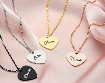 Personalized heart plate necklace with engraving name necklace with engraving desired engraving name necklace family necklace Mother's Day gift