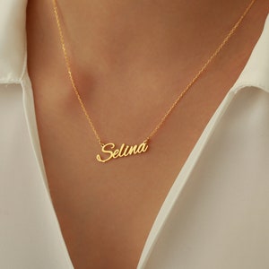 Collana con nome in argento 925 o oro 14K con il nome desiderato in vero argento 925 o oro 14K in 3 colori regalo per la mamma Regalo per la festa della mamma