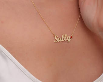 Personalized Birthstone Name Necklace Name Necklace made of 925 Silver 18K & Gold Plated| Name necklace
