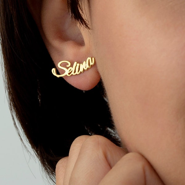 Personalized Name Earrings | Individual letter stud earrings 925 silver 18K gold plated | Fashion accessory | Mother's Day gift