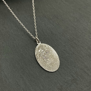 925 Silver Fingerprint Necklace Personalized Necklace Chain with Engraving Women's Gift Birthday Gift Valentine's Day Gift