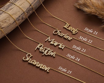 925 silver or 14K gold zirconia name necklace with desired name made of real 925 silver or 14K gold gift for mom Mother's Day gift