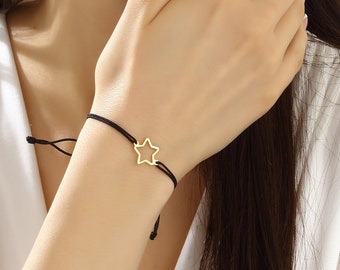 Pulsera estrella asterisco pulsera de la suerte pulsera de la amistad plata de ley 925 para hombre mujer colgante pulsera familiar regalo del Día de la Madre