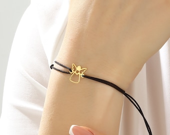 Pulsera de ángel Pulsera de la suerte Pulsera de la amistad de plata de ley 925 para hombres y mujeres con colgante Pulsera familiar Regalo del día de la madre