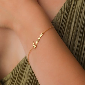 Bracelet prénom en argent 925 avec nom souhaité Bracelet avec nom personnalisé en or, bracelet avec nom pour femmes, enfants, cadeau de fête des mères image 1