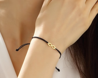 Pulsera Infinito Infinito Pulsera de la Suerte Pulsera de la Amistad Plata 925 para Hombre Mujer Colgante Pulsera Familiar Regalo del día de la Madre