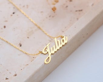 925 Sterling Silver 14K Gold Plated Delicate Name Necklace with Desired Name in Genuine 925 Sterling Silver or 14K Gold - Gift for Mom, Mother's Day Gift
