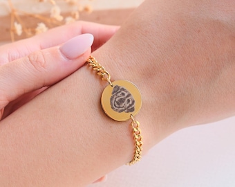 Personalized bracelet with pet photo engraving | Cat, dog, horse portrait | with custom engraving | Mother's Day gift