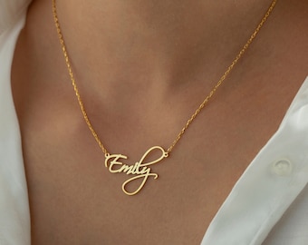 Delicate personalized name necklace with desired name, 925 sterling silver plated, 14K rose gold plated, gift for mom, Mother's Day gift