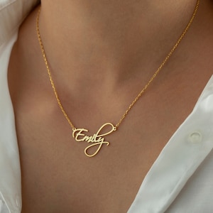 Sierlijke gepersonaliseerde naamketting met gewenste naam Naamketting 925 zilver of 14K goud en roos cadeau voor moeder Moederdag cadeau afbeelding 1